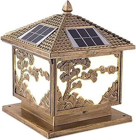 Garden Post Light LED Solar Post Pedestal Lamp Outdoor Waterproof Column Headlight European Fence Pole Wall-Mounted Lights Villa Garden Courtyard Pillar Lamp Lawn Street Decor Lamp 25 * 25 * 30cm