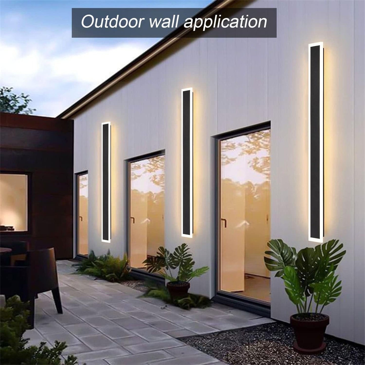2Pack 39inch Long Outdoor LED Wall Lights,30W Waterproof IP65 Warm White led Wall Light Rectangular Black Wall Light,led Porch Lights Outdoor Wall Elegant Frosted White Acrylic Anti Rust