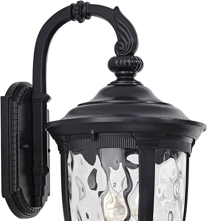 John Timberland Bellagio European Outdoor Wall Light Fixture Textured Black 20 1/2"