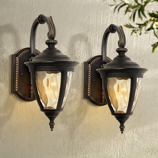 John Timberland Bellagio Rustic Vintage Outdoor Wall Light LED Fixtures Bronze Metal 13 1/2"