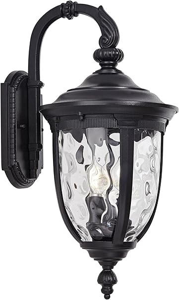 John Timberland Bellagio European Outdoor Wall Light Fixture Textured Black 20 1/2"
